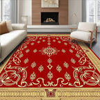 Crimson Gold Ornate Floral Medallion Rug