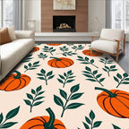 Orange Pumpkin Leafy Autumn Sprig Rug