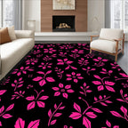 Vibrant Pink Floral Branch Collage Rug