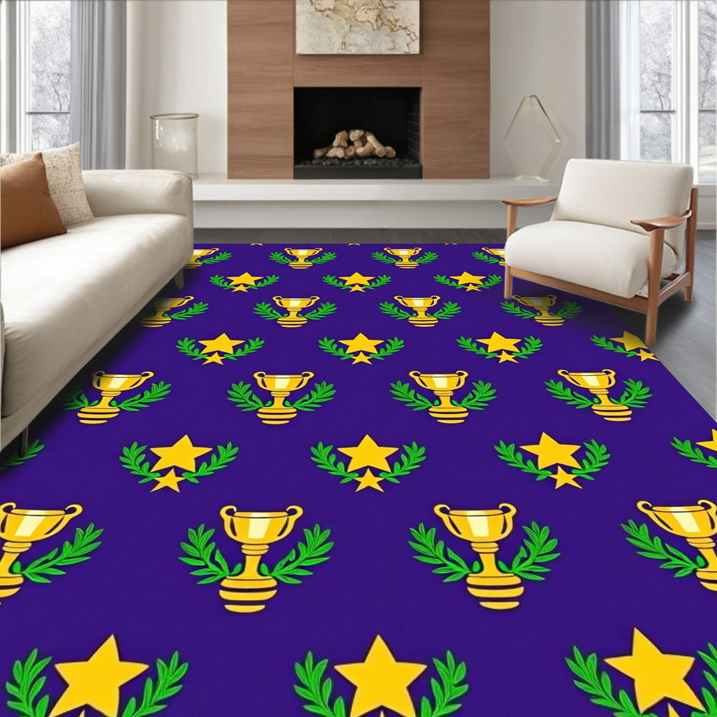 Golden Trophies Star Laurel Wreath Rug