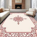 Crimson Floral Border Medallion Rug