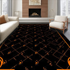 Orange Geometric Swirls Outline Rug
