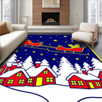 Christmas Sleigh Red Houses Starry Night Rug