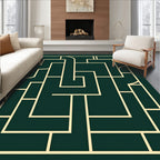 Modern Geometric Labyrinth Green Rug