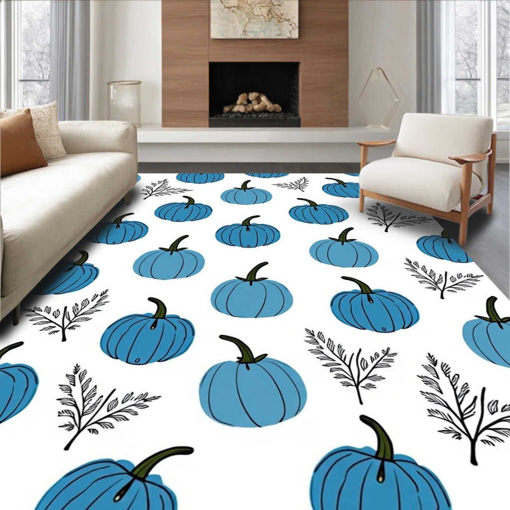 Blue Pumpkin Foliage Scatter Rug