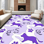 Purple Dog Paw Print Whimsical Landscape Rug