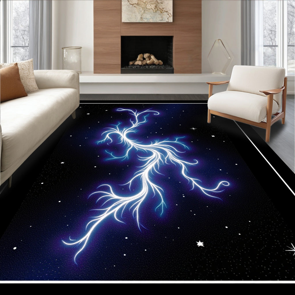Electric Blue Cosmic Branch Nebula Rug