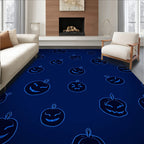 Dark Blue Glowing Jack-o-lantern Faces Rug