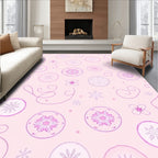 Soft Pink Snowflake Medallions Swirls Rug