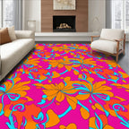 Vibrant Orange Floral Swirls Rug