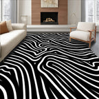 Black White Zebra Stripe Abstract Rug