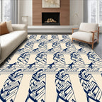 Navy Cream Abstract Column Repeat Rug