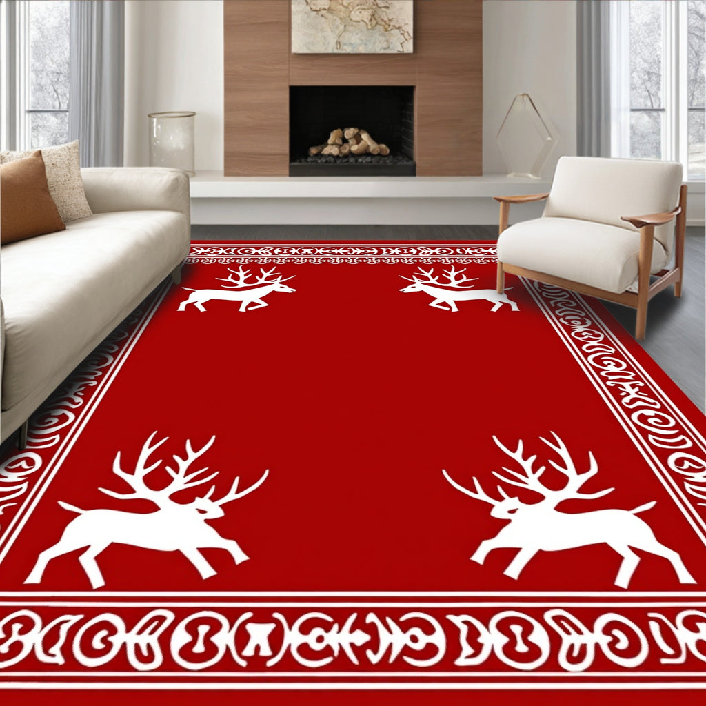 Crimson Deer Majestic Border Rug