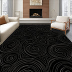 Black Swirling Galaxy Swirl Rug