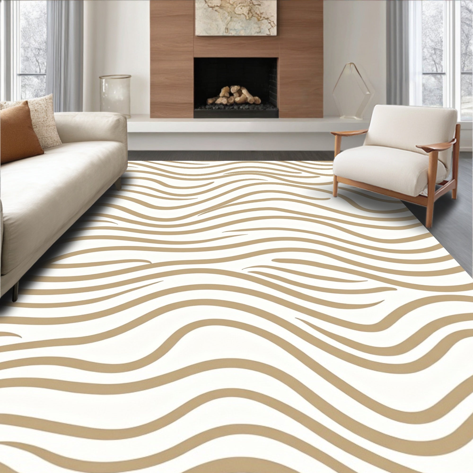 Gold Sand Dune Abstract Waves Rug