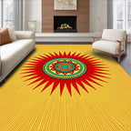 Radiant Sunburst Red Teal Mandala Rug