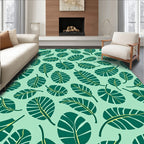Tropical Green Leafy Meadow Rug