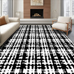 Monochromatic Abstract Grid Texture Rug