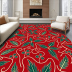 Crimson Red Poinsettia Vine Whimsical Rug