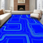 Geometric Circuits Blue Outline Rug