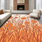 Orange Daisy Meadow Field Rug