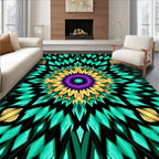 Vibrant Purple Gold Teal Starburst Rug