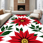 Red Poinsettia Floral Botanical Rug