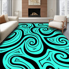 Vibrant Teal Tribal Swirl Rug
