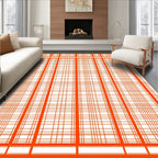 Bright Orange Plaid Grid Rug