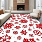Crimson Snowflake Collage Repeating Arrangement Rug