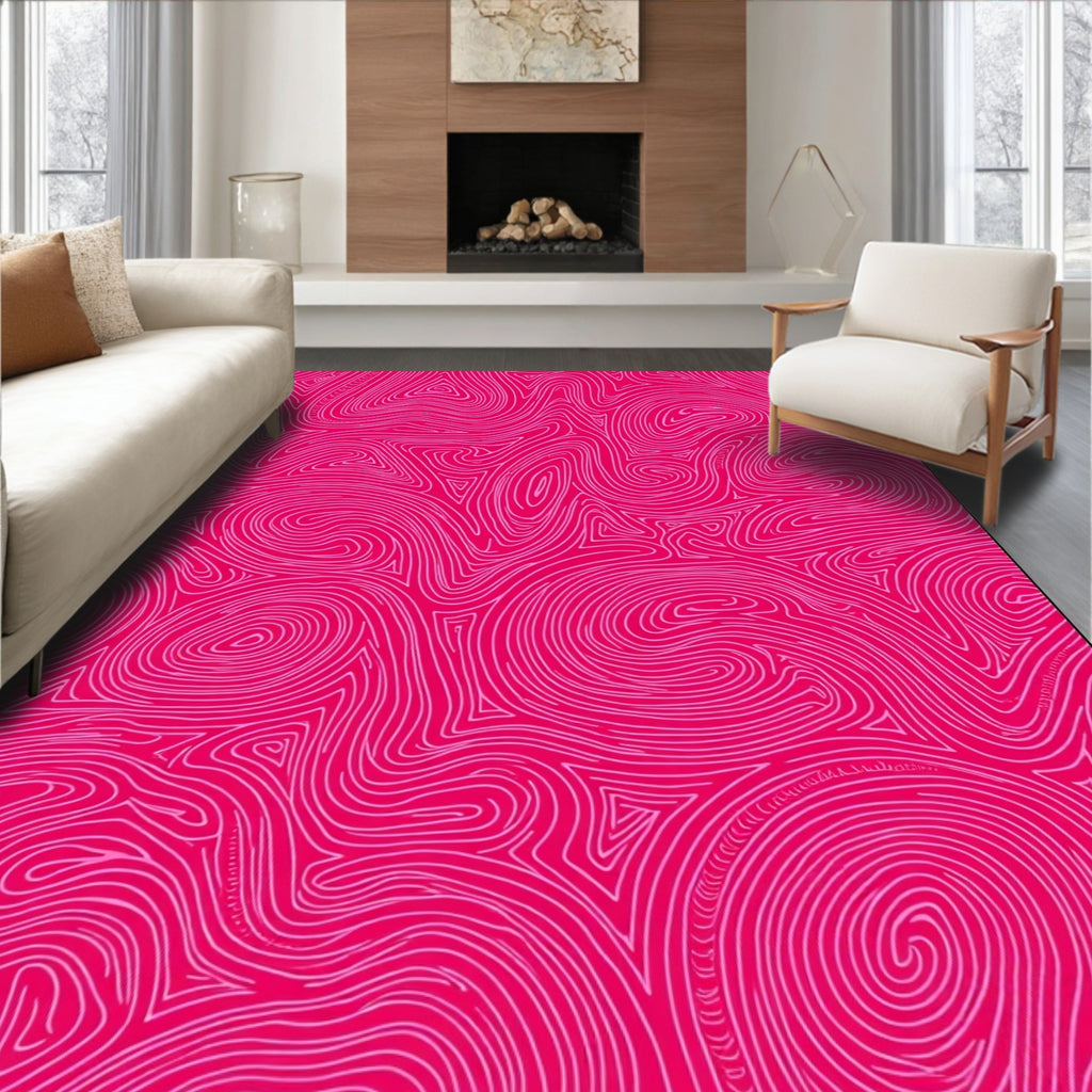 Vibrant Pink Swirl Topography Rug