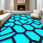 Vivid Aqua Shattered Hexagon Texture Rug