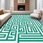 Teal Maze Geometric Labyrinth Rug