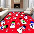 Cheery Snowmen Winter Wonderland Red Rug
