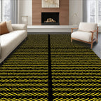 Bold Yellow Black Interlocking Geometric Rug