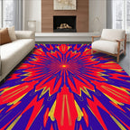 Vibrant Red Sunburst Mandala Rug