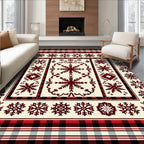 Rustic Crimson Snowflake Plaid Rug