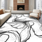 Monochromatic Abstract Swirls Organic Flow Rug