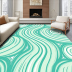 Mint Green Swirling Waves Rug