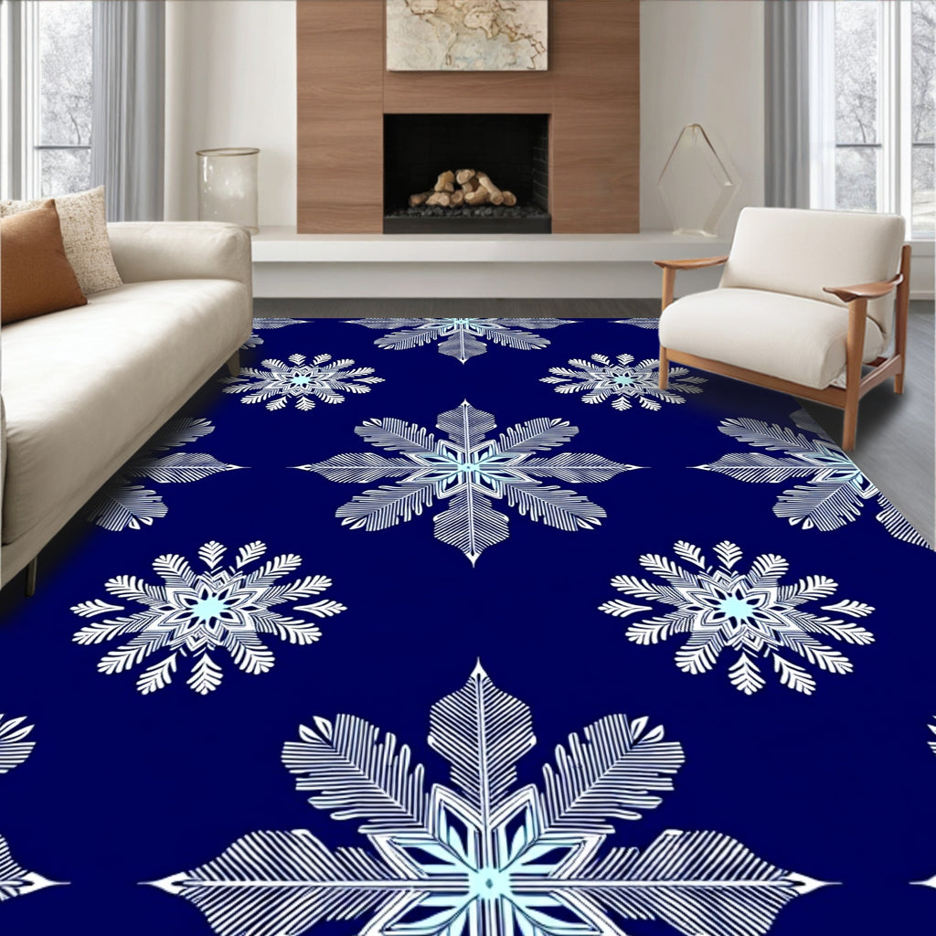 Deep Blue Snowflake Nova Rug