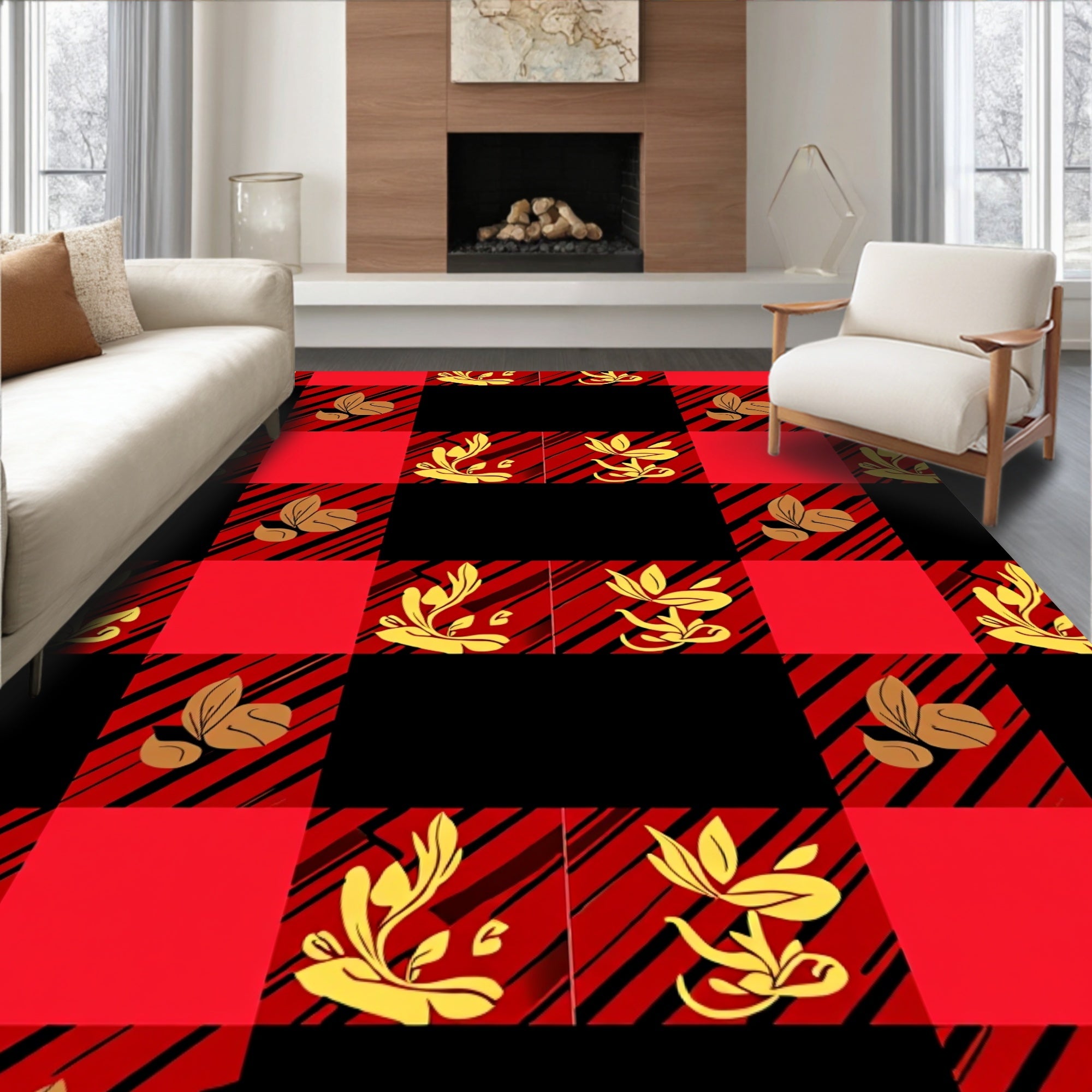 Red Buffalo Plaid Nut Sprig Rug