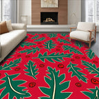Green Leaf Red Berry Collection Rug