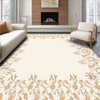 Neutral Cream Floral Border Rug