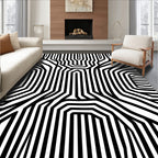Monochromatic Black White Maze Rug