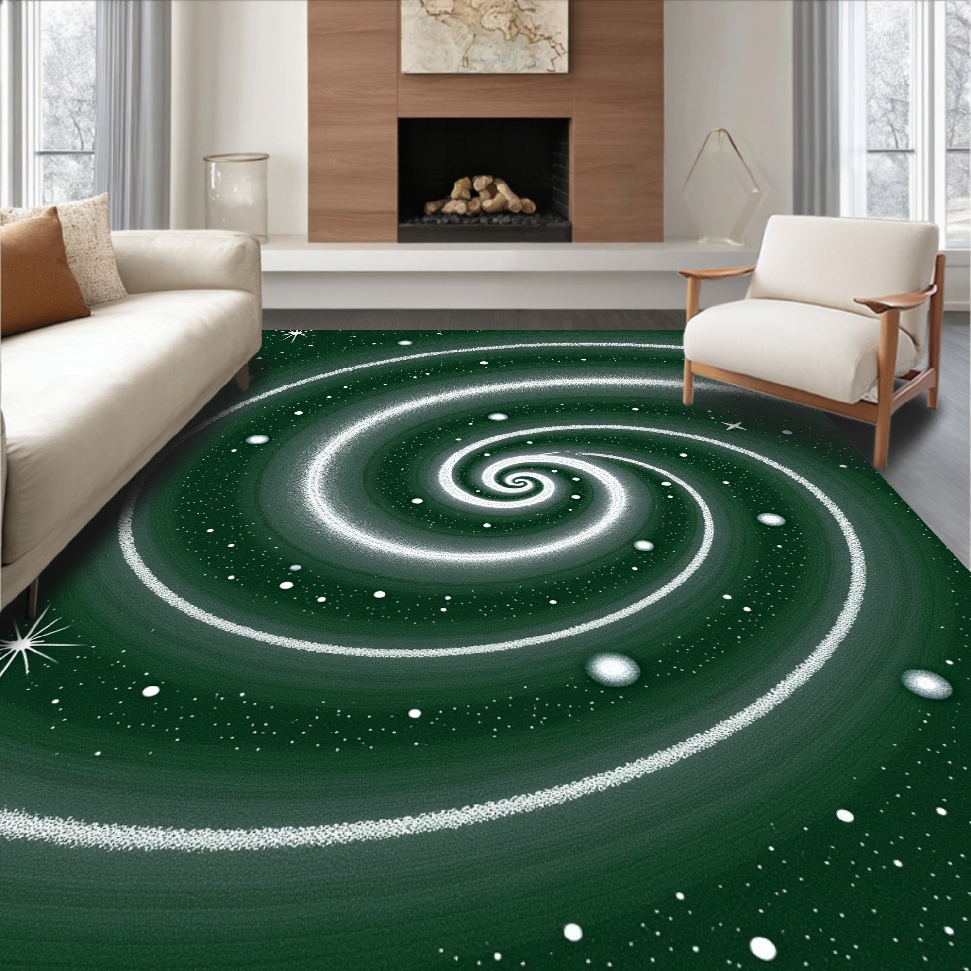 Green Cosmic Spiral Nebula Rug