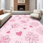 Sweet Pink Floral Hearts Scatter Rug
