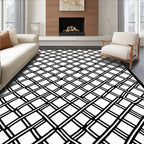Bold Black Woven Lattice Rug