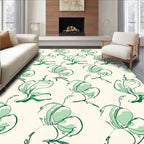 Elegant Emerald Lily Sketch Rug