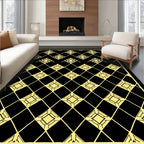 Art Deco Black Yellow Diamond Lattice Rug