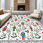 Festive Nutcracker Figures Holly Berries Rug